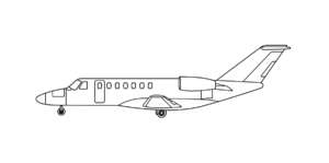 Cessna Citation CJ3 side blueprint